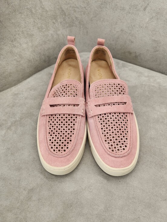 Vionic Shoes - Vionic Penny Loafers 9 Pale Pink Suede Uptown Perforated Comfort Preppy New $145
